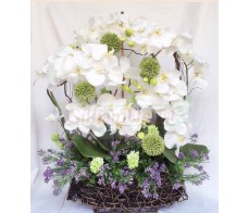 A4 WHITE ORCHID ARTIFICIAL FLOWER  ARRANGEMENT 